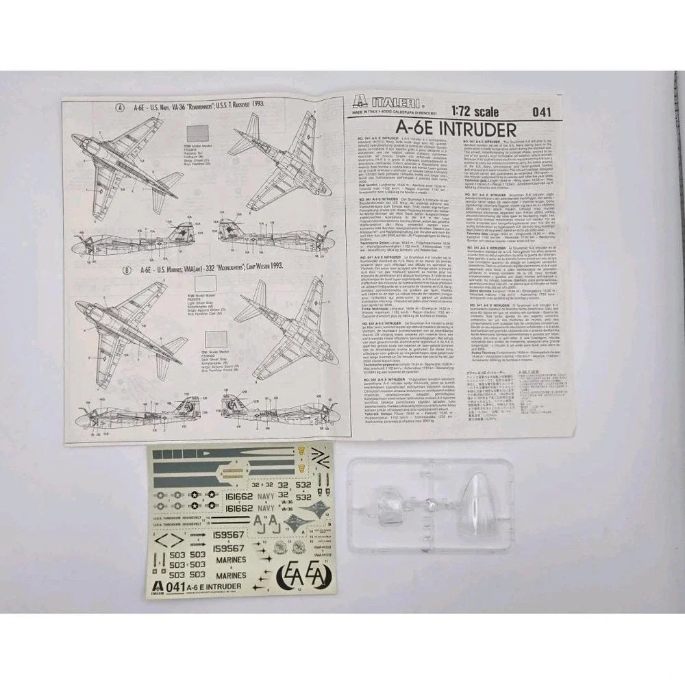 Italeri A-6E Intruder Model Kit 1/72 Scale Open Complete US Navy Aircraft